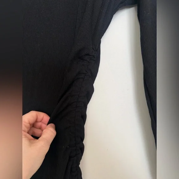 SHEIN Black Long Sleeve Ruched Side Midi Dress - Picture 4 of 5